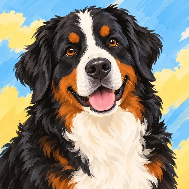Cartoon studio example of a dog portrait